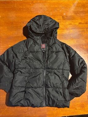 Swiss Tech Black Jacket with Red & Gray Logo